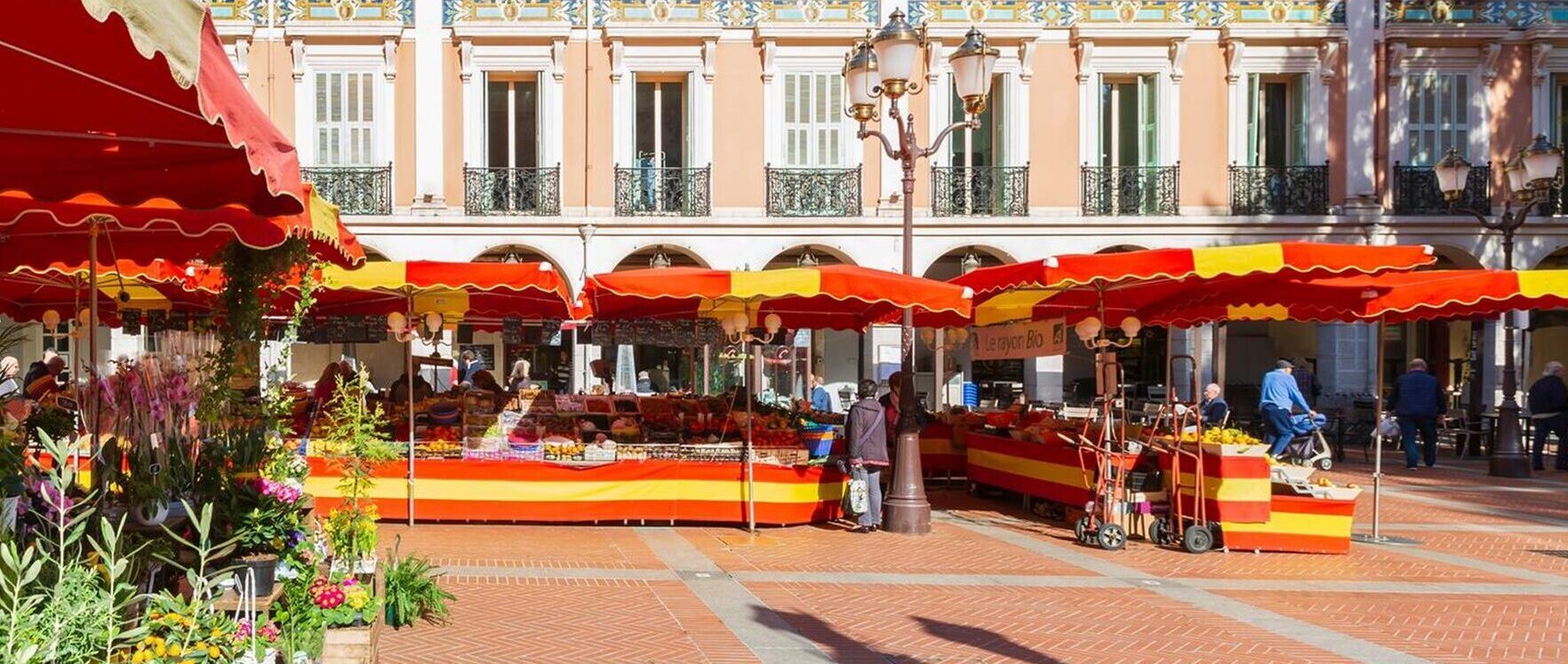 Marché de la Condamine outdoor market on Place d’Armes Monaco