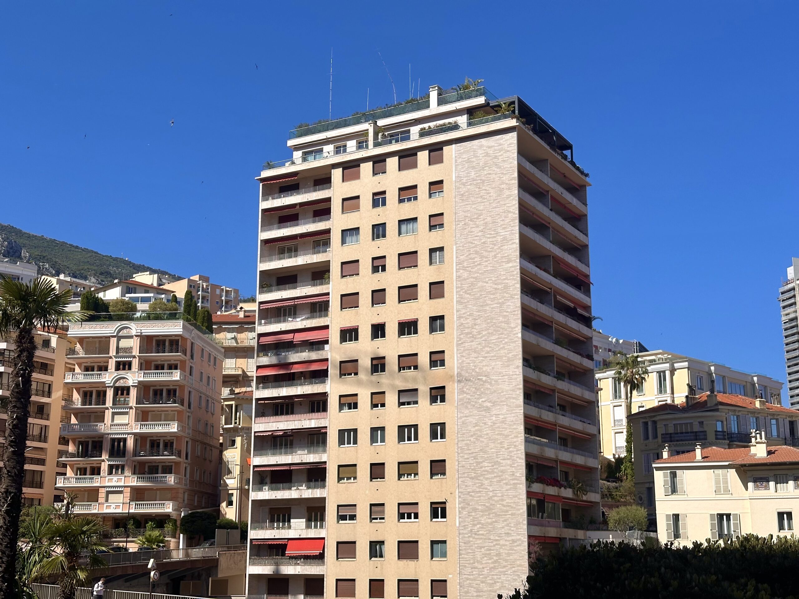 Palais Armida rising above Monte Carlo and Condamine