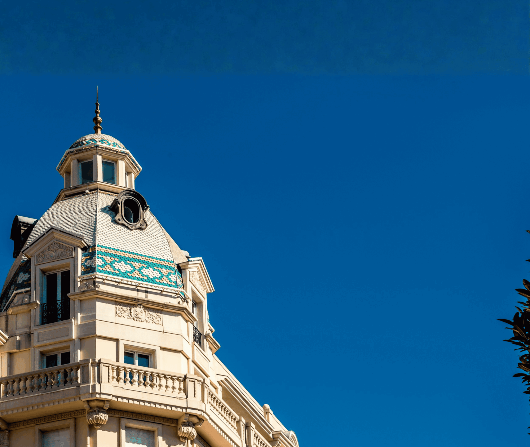 Metropole Residence ornate Belle Époque rooftop dome with decorative tiling, iconic luxury residential building in Monte-Carlo Monaco