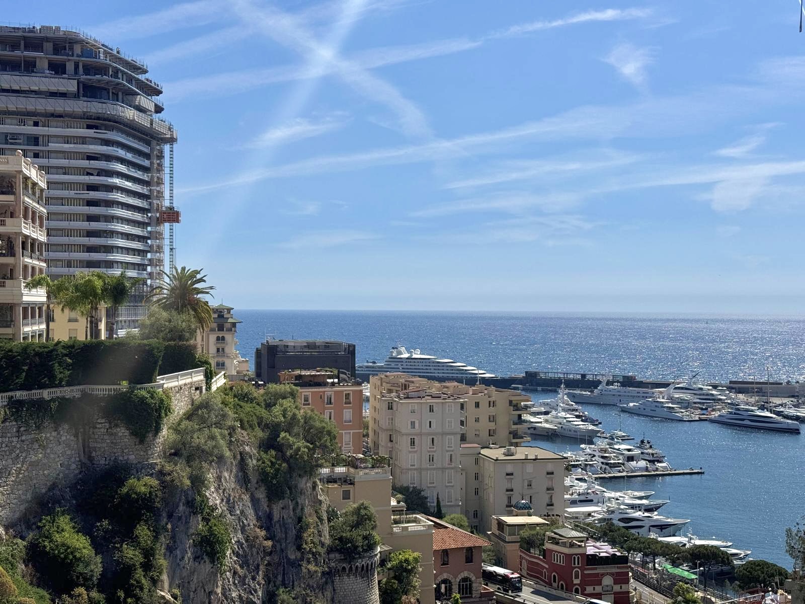 View opening from Villa de Rome over the Port of Monaco and the Mediterranean sea