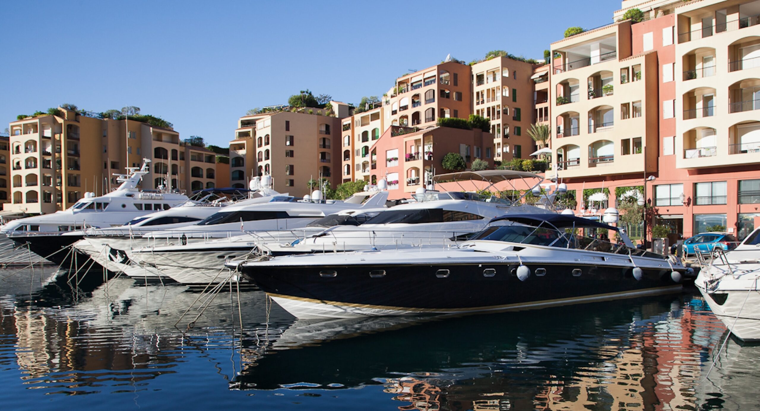 Fontvieille Port view with close up of boats