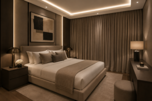 Upscale bedroom in an apartment in Monaco